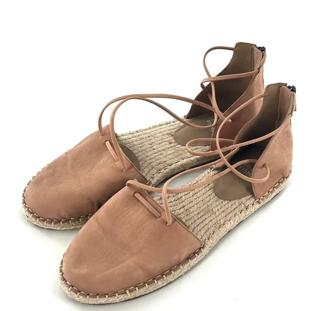 Eileen Fisher D’Orsay Lee Espadrille Flat Sandals 6.5 NWOT Tan Latte Leather
